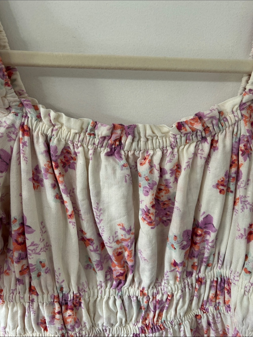 Dizzy Lizzy Dress Floral Puff-Sleeve Smocked Waist Ruffle Tier Hem Cottage Midi - Picture 14 of 16